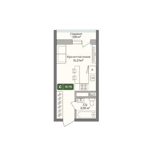 Студия квартира, вторичка, 19м2, 1/10 этаж