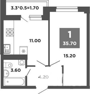 1-к квартира, вторичка, 36м2, 8/12 этаж
