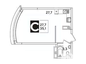 Студия квартира, вторичка, 35м2, 15/16 этаж