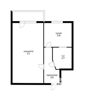 1-к квартира, вторичка, 33м2, 5/5 этаж