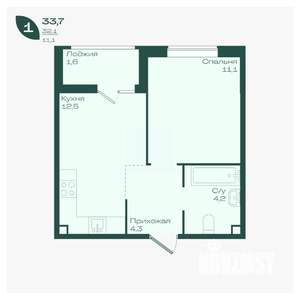 1-к квартира, вторичка, 34м2, 2/18 этаж