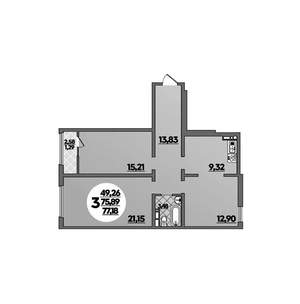 2-к квартира, вторичка, 77м2, 2/8 этаж