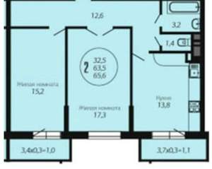 2-к квартира, вторичка, 56м2, 1/3 этаж