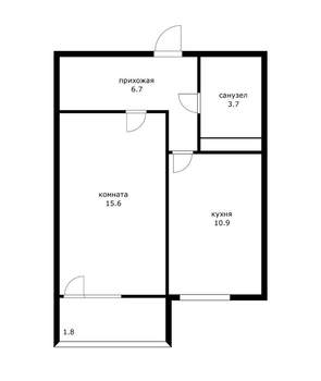 1-к квартира, вторичка, 40м2, 15/24 этаж