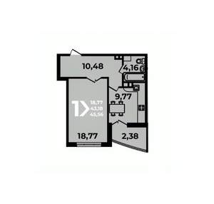 1-к квартира, вторичка, 46м2, 11/19 этаж