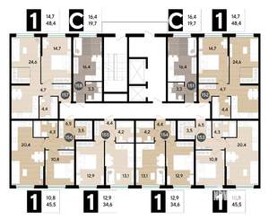 1-к квартира, вторичка, 48м2, 2/16 этаж