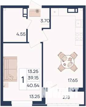 1-к квартира, вторичка, 41м2, 5/18 этаж