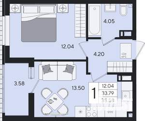 1-к квартира, вторичка, 36м2, 3/8 этаж
