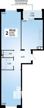 2-к квартира, вторичка, 59м2, 12/18 этаж