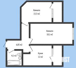 2-к квартира, вторичка, 55м2, 2/17 этаж