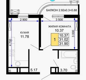 1-к квартира, вторичка, 32м2, 8/20 этаж
