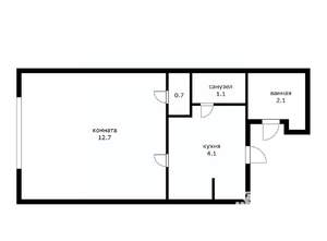 1-к квартира, вторичка, 19м2, 3/5 этаж