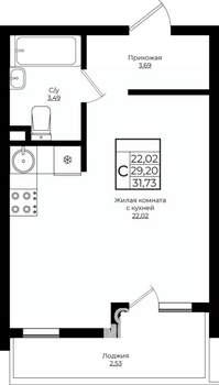 Студия квартира, вторичка, 32м2, 8/10 этаж