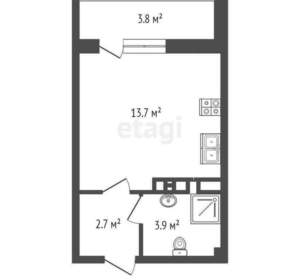Студия квартира, вторичка, 24м2, 8/16 этаж