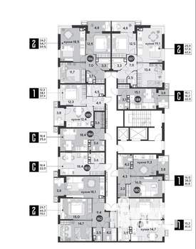 2-к квартира, вторичка, 70м2, 9/9 этаж