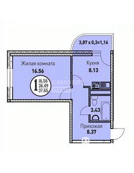 1-к квартира, вторичка, 38м2, 14/17 этаж
