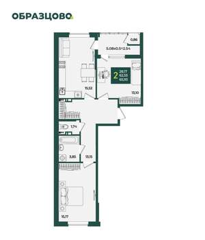 2-к квартира, вторичка, 66м2, 4/18 этаж