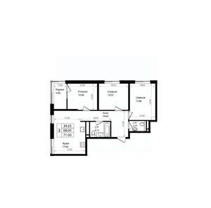 4-к квартира, вторичка, 71м2, 2/18 этаж