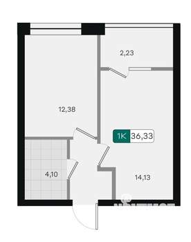 1-к квартира, вторичка, 36м2, 3/18 этаж