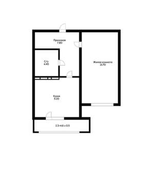 1-к квартира, сданный дом, 45м2, 5/24 этаж