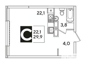Студия квартира, вторичка, 30м2, 14/16 этаж