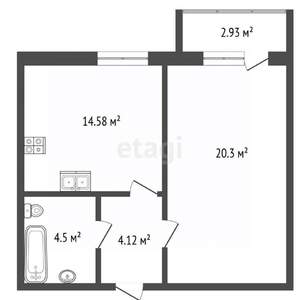 1-к квартира, вторичка, 44м2, 3/3 этаж