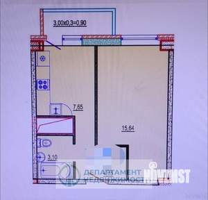 1-к квартира, вторичка, 33м2, 7/17 этаж
