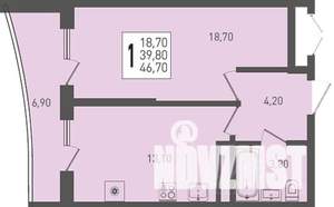 1-к квартира, вторичка, 47м2, 21/24 этаж