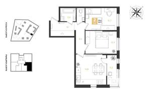 2-к квартира, вторичка, 65м2, 2/9 этаж