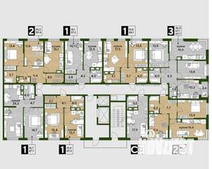 3-к квартира, строящийся дом, 70м2, 13/19 этаж