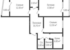 3-к квартира, вторичка, 72м2, 10/10 этаж