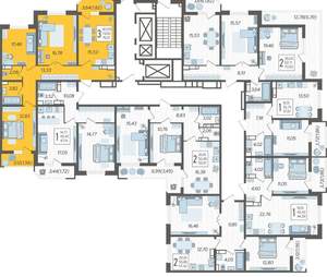 3-к квартира, строящийся дом, 78м2, 19/23 этаж