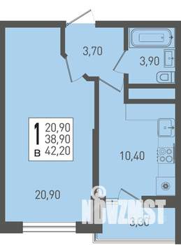 1-к квартира, вторичка, 42м2, 22/22 этаж
