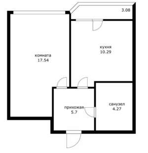 1-к квартира, вторичка, 38м2, 8/19 этаж