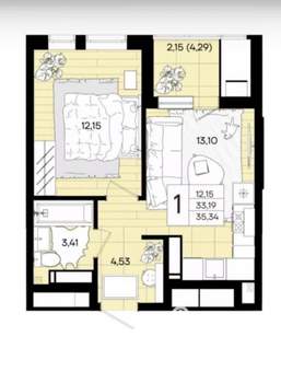 1-к квартира, вторичка, 37м2, 14/18 этаж