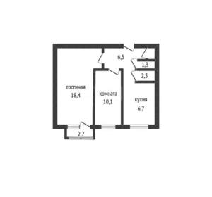 2-к квартира, вторичка, 45м2, 5/12 этаж