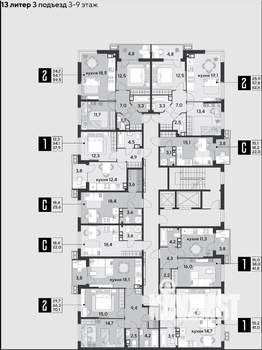 2-к квартира, вторичка, 70м2, 5/9 этаж
