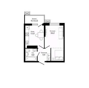 1-к квартира, вторичка, 39м2, 11/23 этаж