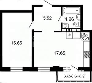 1-к квартира, вторичка, 43м2, 10/16 этаж