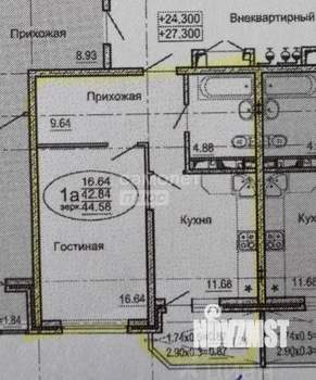 1-к квартира, вторичка, 43м2, 14/24 этаж