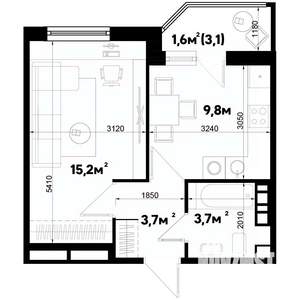 1-к квартира, вторичка, 34м2, 3/9 этаж