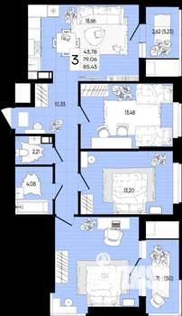3-к квартира, вторичка, 85м2, 7/9 этаж