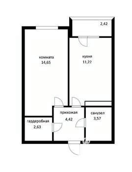 1-к квартира, вторичка, 36м2, 1/5 этаж