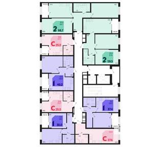 1-к квартира, строящийся дом, 38м2, 2/18 этаж