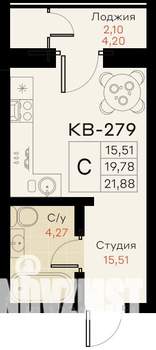 Студия квартира, вторичка, 21м2, 17/18 этаж