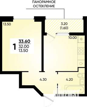 1-к квартира, вторичка, 34м2, 2/18 этаж