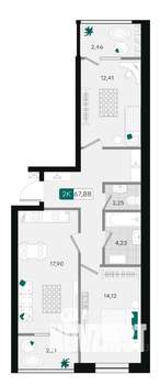 2-к квартира, вторичка, 68м2, 8/18 этаж