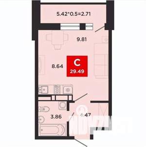 Студия квартира, вторичка, 29м2, 15/20 этаж