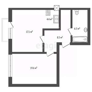 1-к квартира, вторичка, 55м2, 7/15 этаж