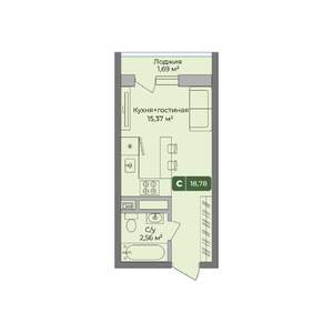 Студия квартира, вторичка, 19м2, 1/10 этаж